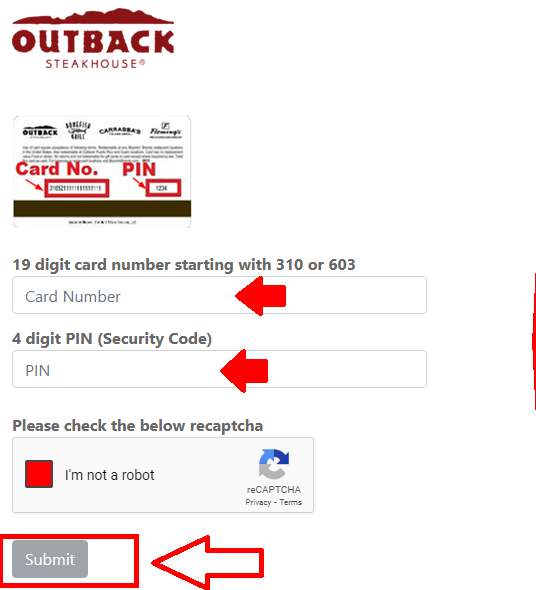 check my Outback gift card balance